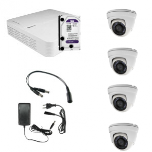 HD Coax KIT m. 4 DOME kamera